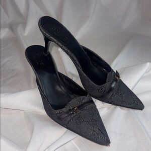 Gucci Black Kitten Heel Mules